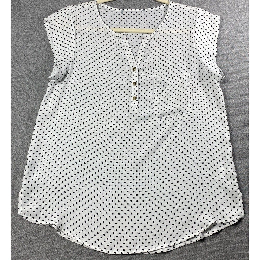 Women Sleeveless Dots Blouse Size M